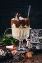 Alcoholic cocktail. Sambuca liqueur, coffee, creamy liquor Royalty Free Stock Photo