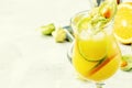 Alcoholic cocktail summer breeze with syrup, lime, orange, beer Royalty Free Stock Photo