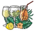 Alcoholic cocktails colorful detailed sticker Royalty Free Stock Photo