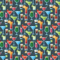 Alcoholic cocktails seamless pattern background fruit cold drinks tropical cosmopolitan freshness party alcohol sweet