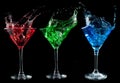 Alcoholic cocktails set - red, green, blue. Royalty Free Stock Photo