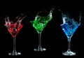 Alcoholic cocktails set - red, green, blue. Royalty Free Stock Photo