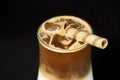 Alcoholic coffee cocktail with coffee liqueur and milk