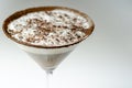 Alcoholic coffee cocktail with a nutty note and fluffy milk foam