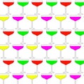 Alcoholic color cocktails seamless pattern on a white background. Royalty Free Stock Photo