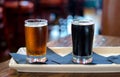 Alcoholic craft beer samples at a restaurant Royalty Free Stock Photo