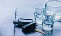 Alcoholic drink and car keys Royalty Free Stock Photo