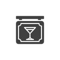 Alcoholic drinks bar signboard vector icon