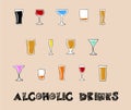 Alcoholic Drinks in a Doodle Style