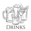 Alcoholic drinks icon, retro