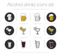 Alcoholic drinks icons set