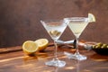 alcoholic drinks lemon dry martini in glass