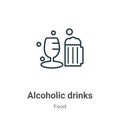 Alcoholic drinks outline vector icon. Thin line black alcoholic drinks icon, flat vector simple element illustration from editable