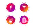 Alcoholic drinks signs. Champagne, beer icons. Vector Royalty Free Stock Photo