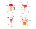 Alcoholic drinks signs. Champagne, beer icons. Vector Royalty Free Stock Photo