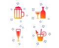 Alcoholic drinks signs. Champagne, beer icons. Vector Royalty Free Stock Photo