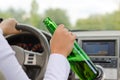 Alcoholic female driving a car Royalty Free Stock Photo