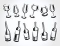 Alcoholic glass collection. Vector