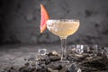 Alcoholic or non-alcoholic cocktail with lemon citrus and ginger with added liqueur, vodka, champagne or martini. Royalty Free Stock Photo