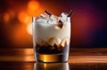 non-alcoholic cocktail white Russian with ice, cocktail with vodka and coffee liqueur, summer refreshing cocktail