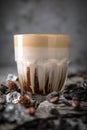 Alcoholic or non-alcoholic coffee cocktail with liqueur, whiskey, cream Royalty Free Stock Photo