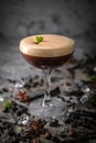 Alcoholic or non-alcoholic coffee cocktail with liqueur, whiskey, cream