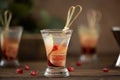 alcoholic shot with vodka, lemon juice and pomegranate Royalty Free Stock Photo