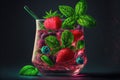 Alcoholic strawberry drink with fresh mint, close up Royalty Free Stock Photo