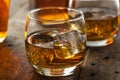 Alcoholic Whiskey Bourbon in a Glass with Ice Royalty Free Stock Photo