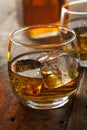 Alcoholic Whiskey Bourbon in a Glass with Ice Royalty Free Stock Photo