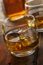 Alcoholic Whiskey Bourbon in a Glass with Ice Royalty Free Stock Photo