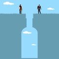 Alcoholism. Alcohol and a Family. Visualization addiction alcoholism. Family. Alcoholism problem. Drunk man. Mother and Child