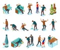 Alcoholism Isometric Icons Set