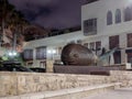 Alcove and fountain in the shape of a whale on the street in old city Yafo, Israel.