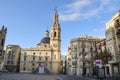 The Spain Square, Santa Maria church and fountain designed by Santiago Calatrava architect in Alcoy Royalty Free Stock Photo