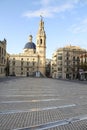 The Spain Square, Santa Maria church and fountain designed by Santiago Calatrava architect in Alcoy