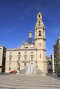 The Spain Square, Santa Maria church and fountain designed by Santiago Calatrava architect in Alcoy