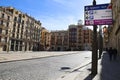 The Spain Square, Santa Maria church and fountain designed by Santiago Calatrava architect in Alcoy