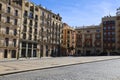 The Spain Square, Santa Maria church and fountain designed by Santiago Calatrava architect in Alcoy