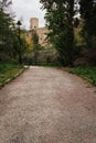 Alcoy Riverfit promenade path with the old medieval wall in the background Royalty Free Stock Photo