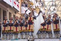 Alcoy, Spain - April 22, 2016: Men dressed as Christian legion m