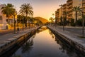 A canal in the city of Alcudia on Mallorca