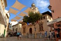 Alcudia, Palma de Mallorca, Spain - September 22, 2016. A little square in the Alcudia old town.