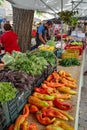 Alcudia, Spain - 9 July, 2023: Market day in the Old town of Alcudia, Mallorca