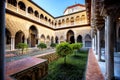 SEVILLE, SPAIN: Real Alcazar in Seville. Patio de las Doncellas in Royal palace, Real Alcazar built in 1360. Royalty Free Stock Photo