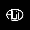 ALD abstract monogram circle logo design on black background. ALD Unique creative initials letter logo Royalty Free Stock Photo