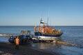 Aldeburgh Lifeboat being prepared for launch. Aldeburgh, Suffolk. UK Royalty Free Stock Photo