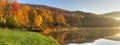 Alder Lake Morning Fog Panorama Royalty Free Stock Photo