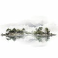 Alder Trees In The Clouds: Hyper-realistic Water Illustration