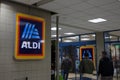 Aldi logo on one of their shops for Hungary. Aldi is a German Discount Supermarket chain developped worldwide